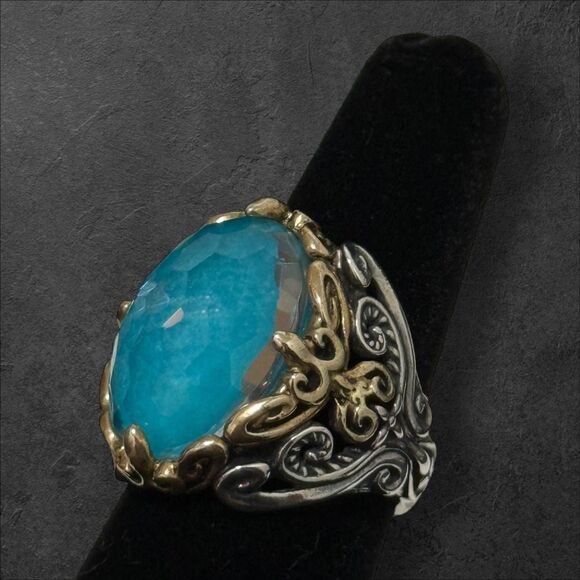 Carolyn Pollack Relios Size 8 Sterling & Brass Statement Ring - Picture 4 of 5